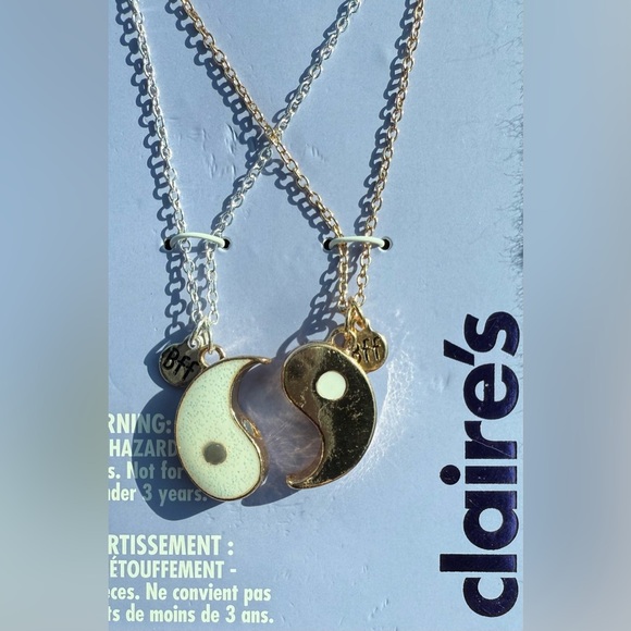 Claire's Best Friends Gold-tone & Silver-tone BFF Yin Yang Necklaces, 2 pack set - Picture 6 of 9